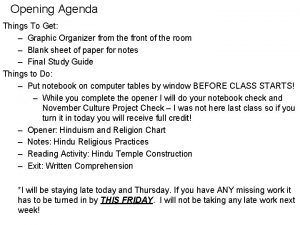 Opening Agenda Things To Get Graphic Organizer from