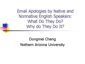 Email Apologies by Native and Nonnative English Speakers