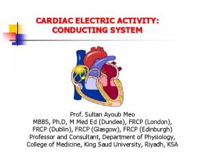 CARDIAC ELECTRIC ACTIVITY CONDUCTING SYSTEM Prof Sultan Ayoub