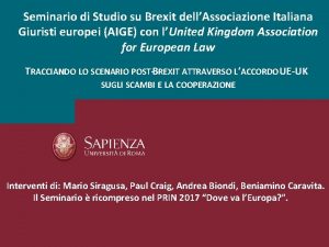 Seminario di Studio su Brexit dellAssociazione Italiana Giuristi