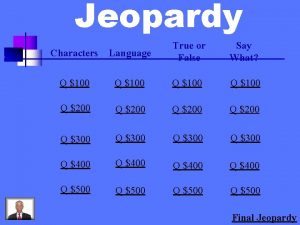 Jeopardy Characters Language True or False Say What