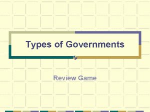 Types of Governments Review Game SlidesQuestions Before starting