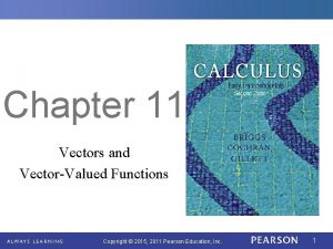 Chapter 11 Vectors and VectorValued Functions Copyright 2015