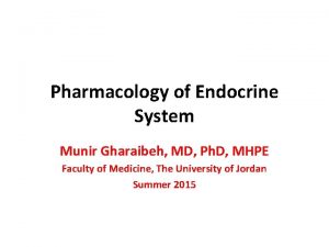 Pharmacology of Endocrine System Munir Gharaibeh MD Ph