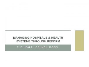 MANAGING HOSPITALS HEALTH SYSTEMS THROUGH REFORM THE HEALTH