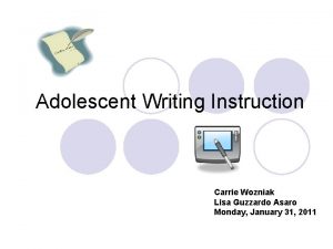 Adolescent Writing Instruction Carrie Wozniak Lisa Guzzardo Asaro