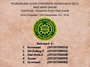 PELAKSANAAN GOOD CORPORATE GOVERNANCE GCG BAGI BANK UMUM