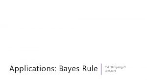 Applications Bayes Rule CSE 312 Spring 21 Lecture