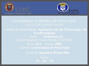 UNIVERSIDAD AUTNOMA DE NUEVO LEN FACULTAD DE PSICOLOGA