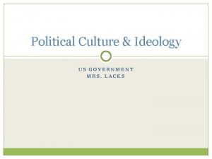 Political Culture Ideology US GOVERNMENT MRS LACKS What