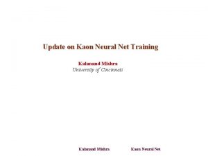 Update on Kaon Neural Net Training Kalanand Mishra