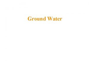 Ground Water Ground Water Ground Water lies beneath