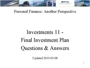 Personal Finance Another Perspective Investments 11 Final Investment