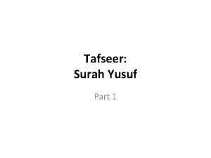 Tafseer Surah Yusuf Part 1 MakkiMadani Classifications Makki