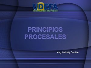 PRINCIPIOS PROCESALES Abg Nathaly Cubillan PRINCIPIOS PROCESALES Se