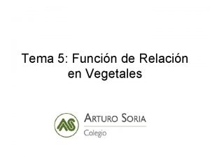 Tema 5 Funcin de Relacin en Vegetales FUNCIN