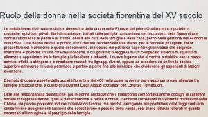 Ruolo delle donne nella societ fiorentina del XV