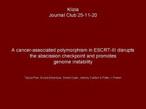Klizia Journal Club 25 11 20 A cancerassociated