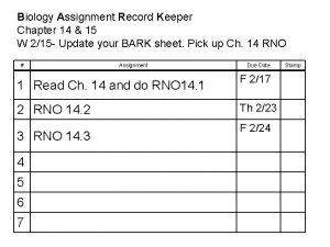 Biology Assignment Record Keeper Chapter 14 15 W