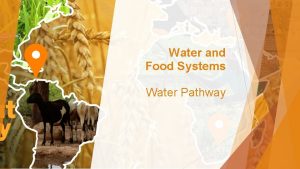 Water and Food Systems Water Pathway Water is