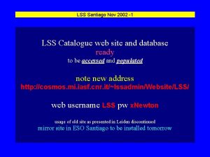 LSS Santiago Nov 2002 1 LSS Catalogue web