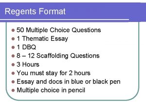 Regents Format l 50 Multiple Choice Questions l