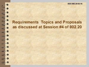 IEEE 802 20 0316 Requirements Topics and Proposals