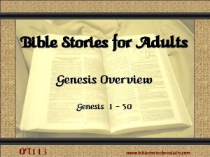 Comunicacin y Gerencia Overview of Genesis Bible Stories