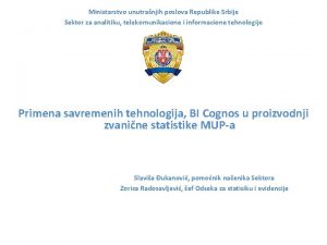 Ministarstvo unutranjih poslova Republike Srbije Sektor za analitiku