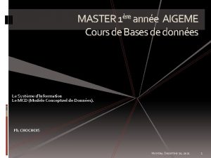 MASTER 1re anne AIGEME Cours de Bases de