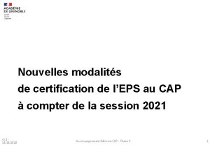 Nouvelles modalits de certification de lEPS au CAP