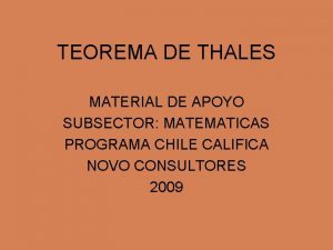 TEOREMA DE THALES MATERIAL DE APOYO SUBSECTOR MATEMATICAS