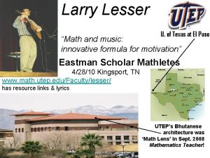 Larry Lesser Math and music innovative formula for