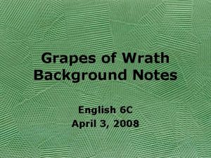 Grapes of Wrath Background Notes English 6 C