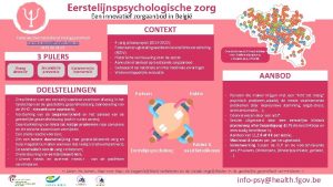 Eerstelijnspsychologische zorg Een innovatief zorgaanbod in Belgi CONTEXT