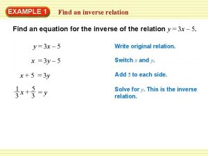 EXAMPLE 1 Find an inverse relation Find an