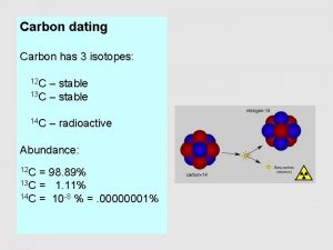 Carbon dating Carbon has 3 isotopes 12 C