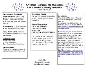 A16 Miss Hannigan Ms Guagliardo Mrs Gaskills Weekly