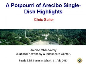 A Potpourri of Arecibo Single Dish Highlights Chris