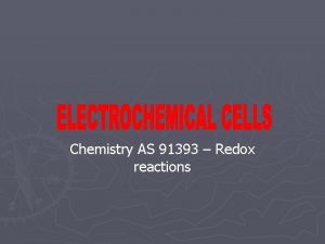 Chemistry AS 91393 Redox reactions The process of