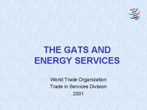 THE GATS AND ENERGY SERVICES World Trade Organization