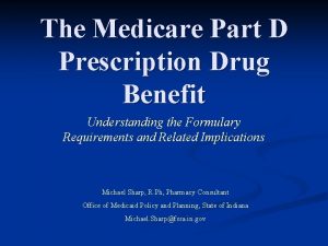 The Medicare Part D Prescription Drug Benefit Understanding