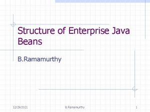 Structure of Enterprise Java Beans B Ramamurthy 12292021
