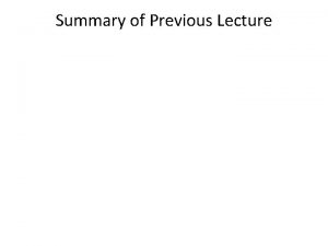 Summary of Previous Lecture 6 Impersonal Official Obligations