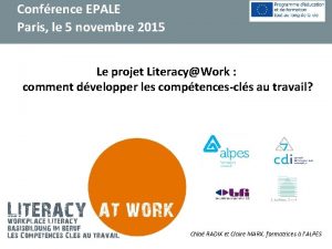 Confrence EPALE Paris le 5 novembre 2015 Le