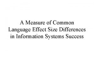 A Measure of Common Language Effect Size Differences