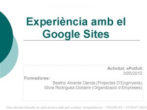 Experincia amb el Google Sites Activitat e Potfoli