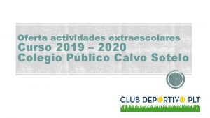 Oferta actividades extraescolares Curso 2019 2020 Colegio Pblico