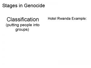 Stages in Genocide Classification putting people into groups