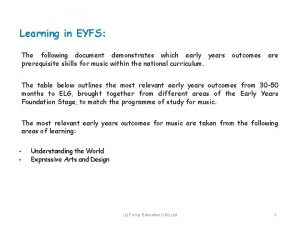 Learning in EYFS The following document demonstrates which